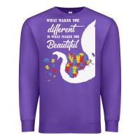 Purple Autism Different Makes You Beautiful Premium Sweatshirt - CowhideDigitalArt