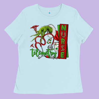 Grinch Hand Telemetry Nurse Ladies Tee Designed By Nancycooperartshop