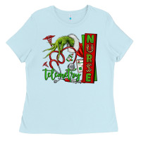 Baby Blue grinch hand telemetry nurse Ladies Tee - NancyCooperArtShop