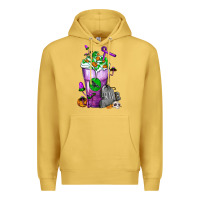 Antique Gold Halloween Cold Drink Frappe With Tombstone Premium Hoodie - FaDigitalArtStudio