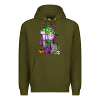 Army Green Halloween Cold Drink Frappe With Tombstone Premium Hoodie - FaDigitalArtStudio