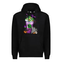 Black Halloween Cold Drink Frappe With Tombstone Premium Hoodie - FaDigitalArtStudio