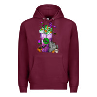 Burgundy Halloween Cold Drink Frappe With Tombstone Premium Hoodie - FaDigitalArtStudio