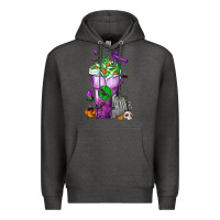 Charcoal Heather Halloween Cold Drink Frappe With Tombstone Premium Hoodie - FaDigitalArtStudio
