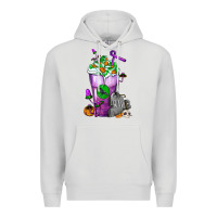 Dove Grey Halloween Cold Drink Frappe With Tombstone Premium Hoodie - FaDigitalArtStudio