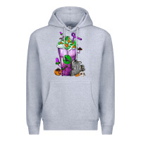 Heather Grey Halloween Cold Drink Frappe With Tombstone Premium Hoodie - FaDigitalArtStudio
