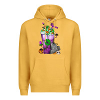 Mustard Halloween Cold Drink Frappe With Tombstone Premium Hoodie - FaDigitalArtStudio