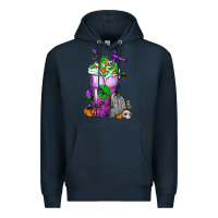 Navy Halloween Cold Drink Frappe With Tombstone Premium Hoodie - FaDigitalArtStudio