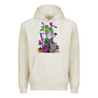 Oatmeal Heather Halloween Cold Drink Frappe With Tombstone Premium Hoodie - FaDigitalArtStudio