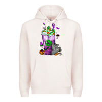 Pale Pink Halloween Cold Drink Frappe With Tombstone Premium Hoodie - FaDigitalArtStudio