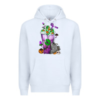 White Halloween Cold Drink Frappe With Tombstone Premium Hoodie - FaDigitalArtStudio