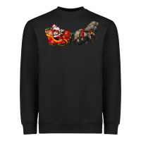 Black santa riding his sleigh with gifts Heavyweight Sweatshirt - CowGirlArtShop
