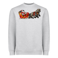 Heather Grey santa riding his sleigh with gifts Heavyweight Sweatshirt - CowGirlArtShop