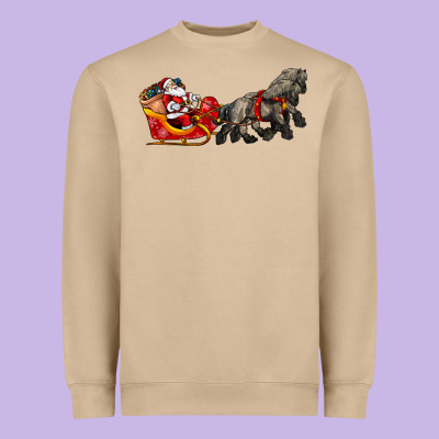 Santa Riding His Sleigh With Gifts Heavyweight Sweatshirt Designed By Cowgirlartshop