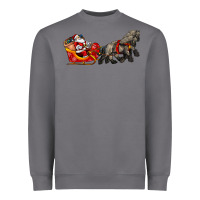 Storm santa riding his sleigh with gifts Heavyweight Sweatshirt - CowGirlArtShop