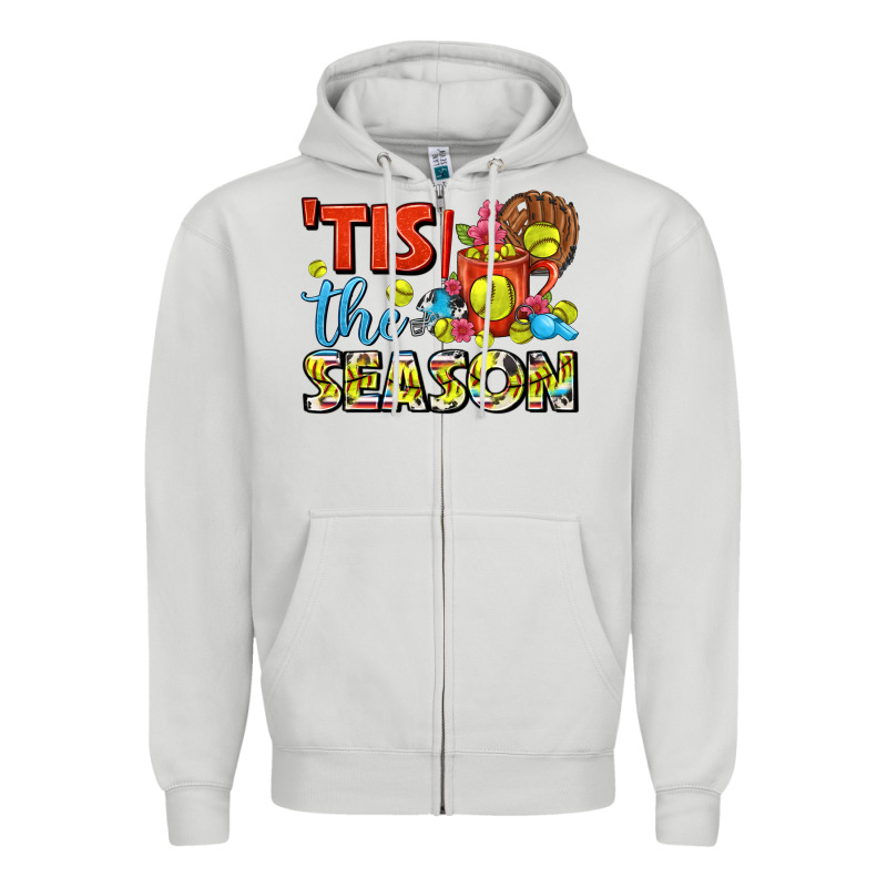 Tis The Season  Softball Coffee Mug Zipper Hoodie by FaDigitalArtStudio | Teevron