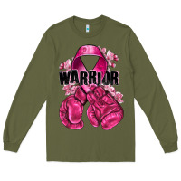 Army Green Warrior Breast Cancer with boxing gloves Long Sleeve Tee - NancyCooperArtShop