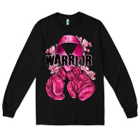 Black Warrior Breast Cancer with boxing gloves Long Sleeve Tee - NancyCooperArtShop