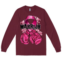 Burgundy Warrior Breast Cancer with boxing gloves Long Sleeve Tee - NancyCooperArtShop