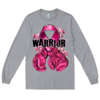 Heather Grey Warrior Breast Cancer with boxing gloves Long Sleeve Tee - NancyCooperArtShop