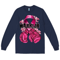 Navy Warrior Breast Cancer with boxing gloves Long Sleeve Tee - NancyCooperArtShop