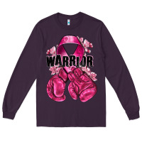 Plum Warrior Breast Cancer with boxing gloves Long Sleeve Tee - NancyCooperArtShop