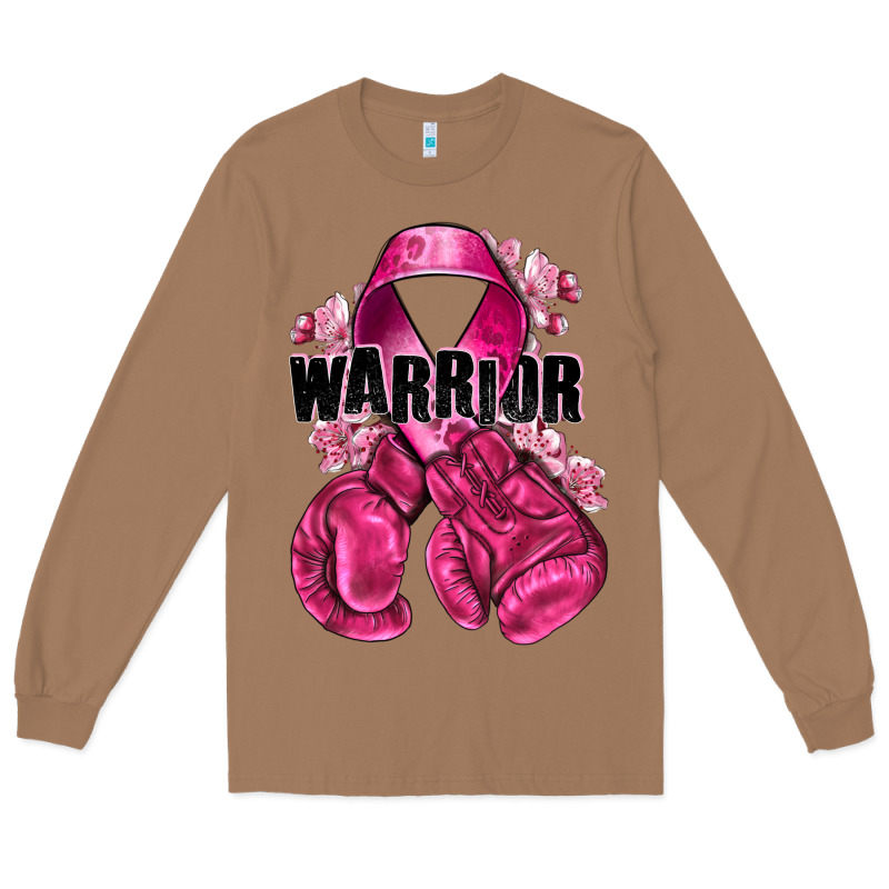 Warrior Breast Cancer With Boxing Gloves Long Sleeve Tee by NancyCooperArtShop | Teevron