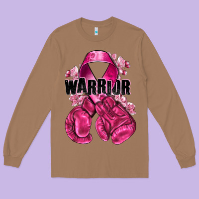 Warrior Breast Cancer With Boxing Gloves Long Sleeve Tee Designed By Nancycooperartshop