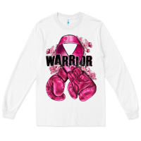 White Warrior Breast Cancer with boxing gloves Long Sleeve Tee - NancyCooperArtShop