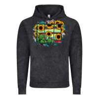 Vintage Black Wyoming Map Sunflower Cactus Serape Vintage Hoodie - RanaPortraitStore