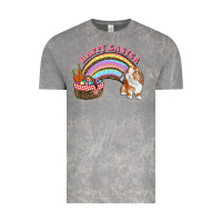 Cloud Rock Happy Easter Bunny And Egg Basket Rainbow Vintage Tee - RanaPortraitStore