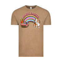 Vintage Coffee Happy Easter Bunny And Egg Basket Rainbow Vintage Tee - RanaPortraitStore