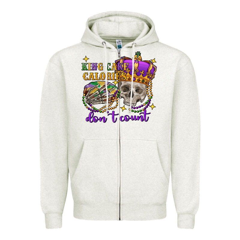 King Cake Calories Don't Count Skull Zipper Hoodie by FaDigitalArtStudio | Teevron
