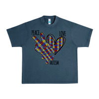 Midnight Navy Peace Love Autism Urban Heavy Tee - Bettercallsaul