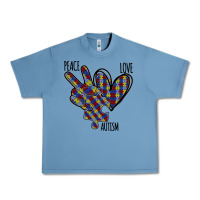 Pebble Blue Peace Love Autism Urban Heavy Tee - Bettercallsaul