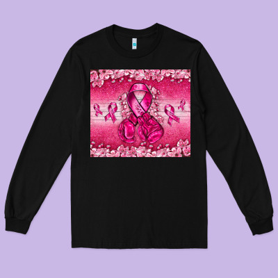 Breast Cancer With Boxing Gloves Long Sleeve Tee Designed By Nancycooperartshop