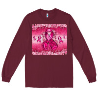 Burgundy Breast Cancer with boxing gloves Long Sleeve Tee - NancyCooperArtShop