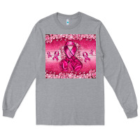 Heather Grey Breast Cancer with boxing gloves Long Sleeve Tee - NancyCooperArtShop
