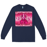 Navy Breast Cancer with boxing gloves Long Sleeve Tee - NancyCooperArtShop