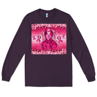 Plum Breast Cancer with boxing gloves Long Sleeve Tee - NancyCooperArtShop