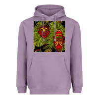 Lavender african masks and monstera leaf seamless pattern Heavyweight Hoodie - BundleAndBundleShop