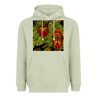 Matcha african masks and monstera leaf seamless pattern Heavyweight Hoodie - BundleAndBundleShop