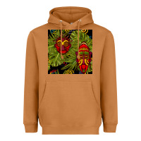 Meerkat african masks and monstera leaf seamless pattern Heavyweight Hoodie - BundleAndBundleShop