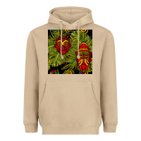 Mushroom african masks and monstera leaf seamless pattern Heavyweight Hoodie - BundleAndBundleShop