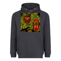 Smoke african masks and monstera leaf seamless pattern Heavyweight Hoodie - BundleAndBundleShop