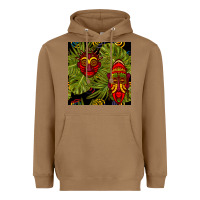 Toasted Coconut african masks and monstera leaf seamless pattern Heavyweight Hoodie - BundleAndBundleShop