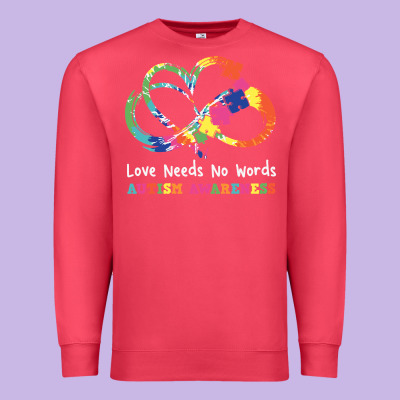 Love Needs No Words Heart Puzzle Autism Premium Sweatshirt Designed By Cowhidedigitalart