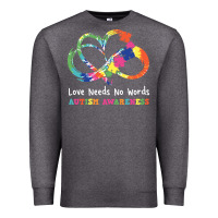 Charcoal Heather Love Needs No Words Heart Puzzle Autism Premium Sweatshirt - CowhideDigitalArt