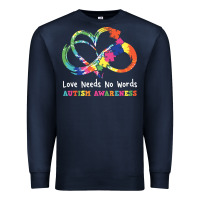 Navy Love Needs No Words Heart Puzzle Autism Premium Sweatshirt - CowhideDigitalArt