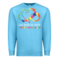 Ocean Blue Love Needs No Words Heart Puzzle Autism Premium Sweatshirt - CowhideDigitalArt